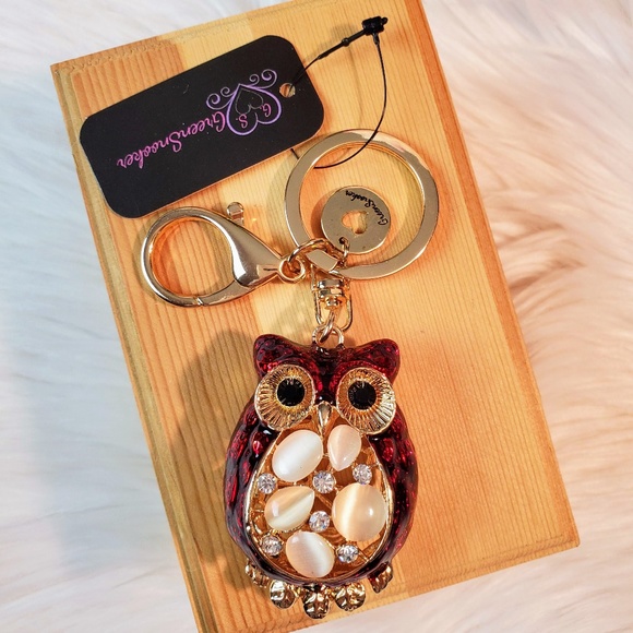 3D Rhinestone Owl Crystal Purse Bag Key Chain - Picture 4 of 7